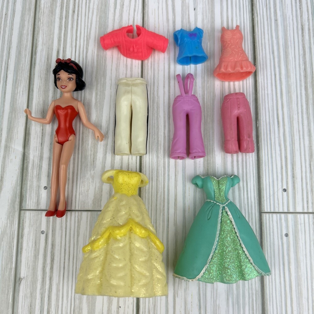 Vintage Polly Pocket Rubber Clothes Outfits Shirts Pants Disney Dress & Doll Lot